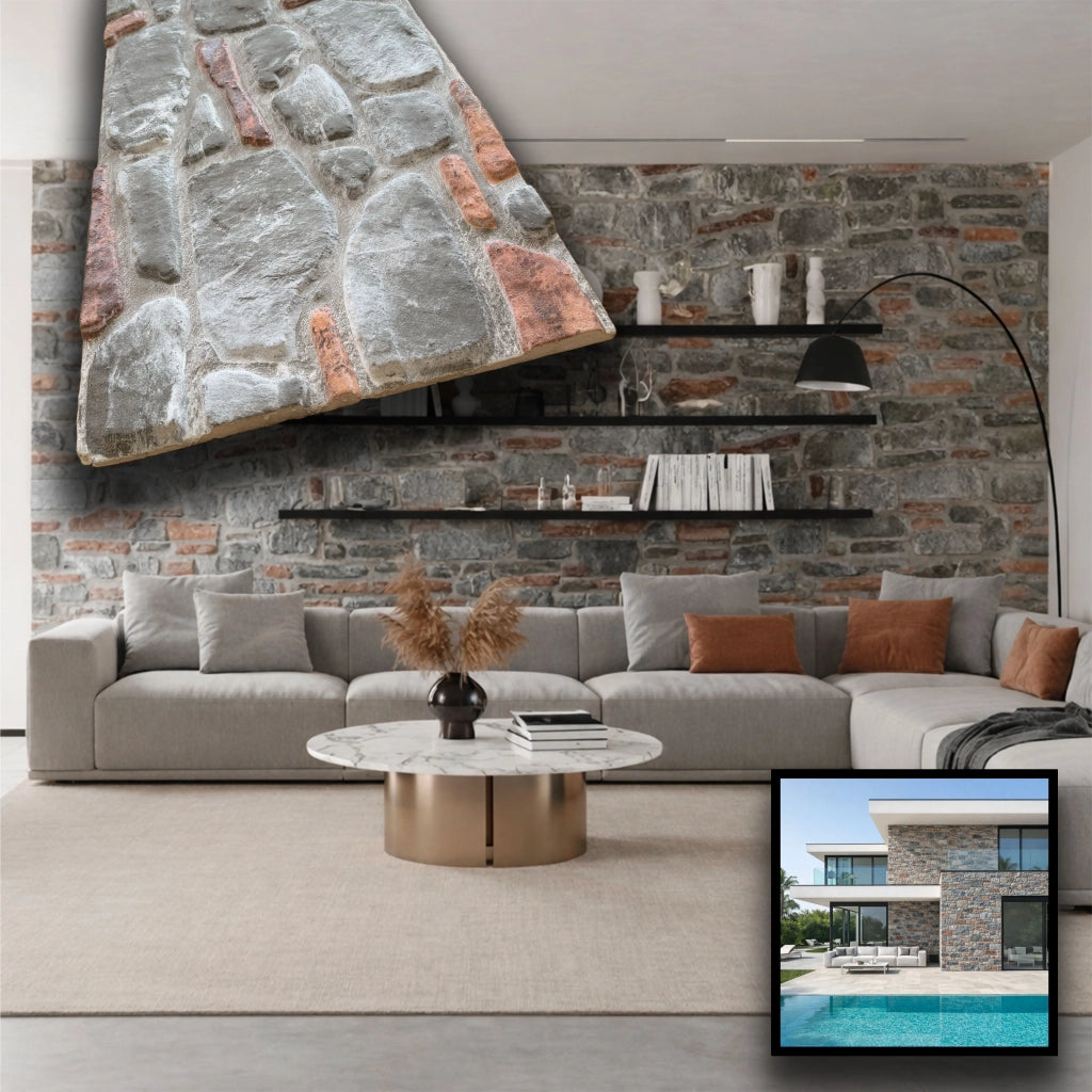 CAPPOTTO esterno - interno isolante in STYROFOAM 3D spess. 3cm (120x50cm) con resine e malta Pietra Residence