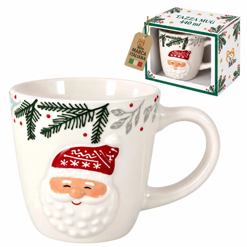 Akitaink Tazza Mug Babbo Natale 440 ml in Ceramica