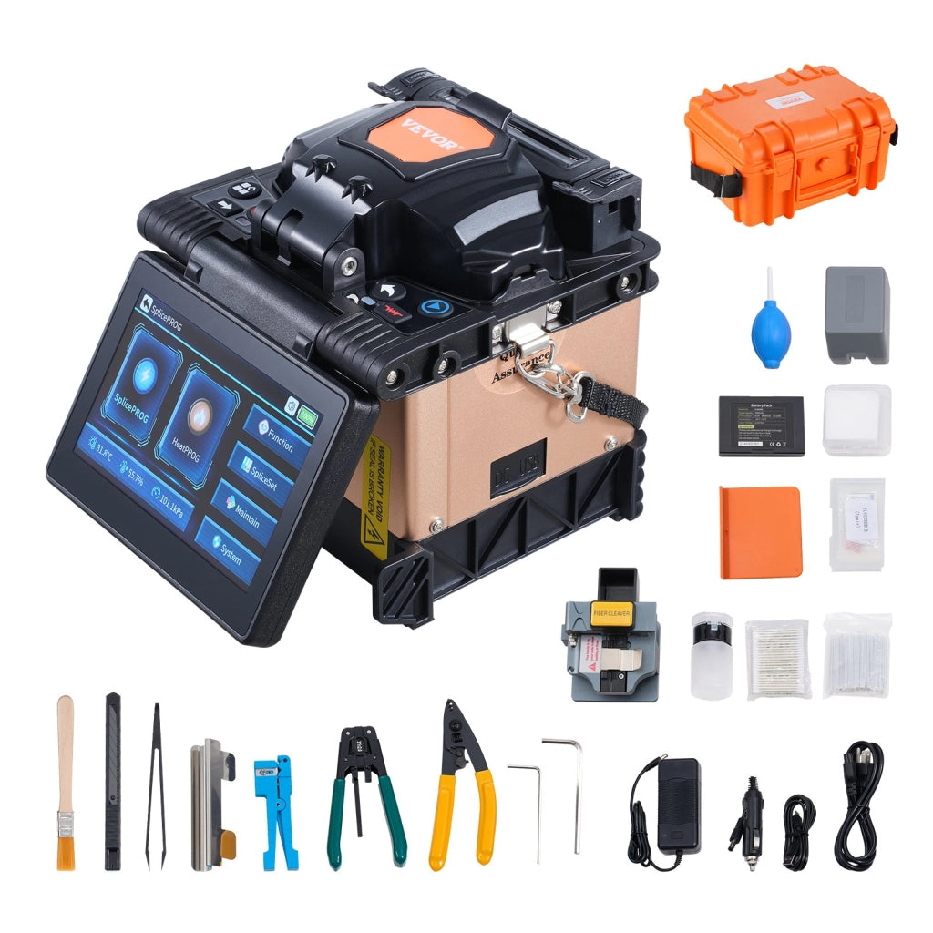 Giuntatrice a Fusione Fibra Ottica ALK-T3 a 4 Motori, Touch Screen 12,7 cm, Batteria 7800 mAh, Giunzione 6s, Riscaldamento 13s, Compatta e Portatile