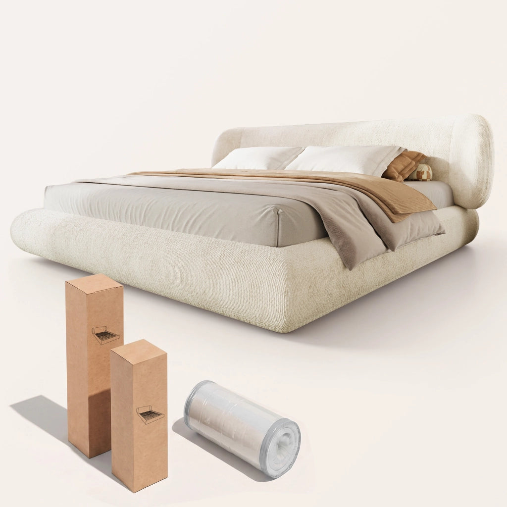 letto imbottito chenille beige 140 x 200 cm