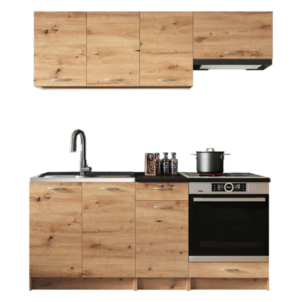 Cucinino Elettrodomestici non inclusi, Teano, Cucina Modulabile, Marrone Rovere Nodi