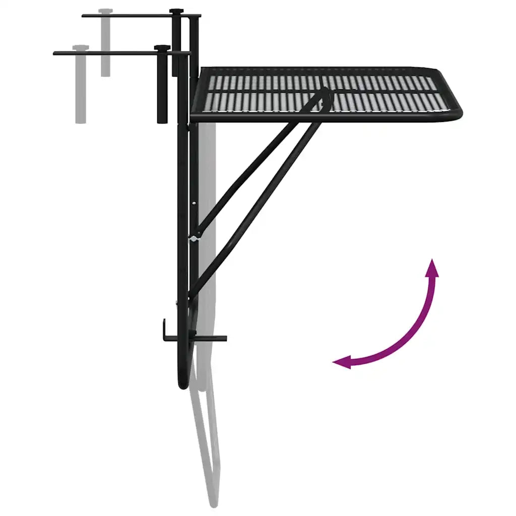 Tavolo da Balcone Nero 60x40 cm in Acciaio 325924