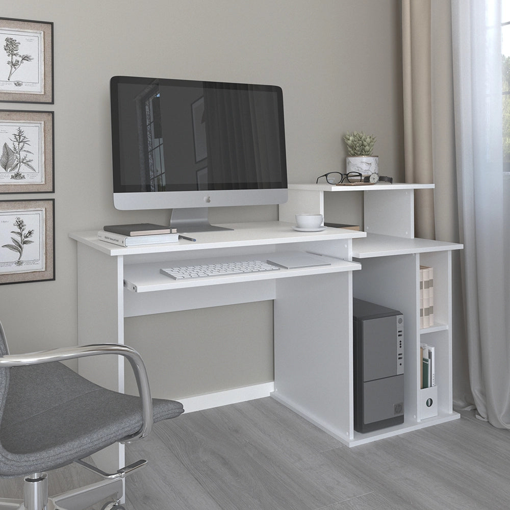 Vicco Scrivania con ripiani Bianco 130 x 55 cm