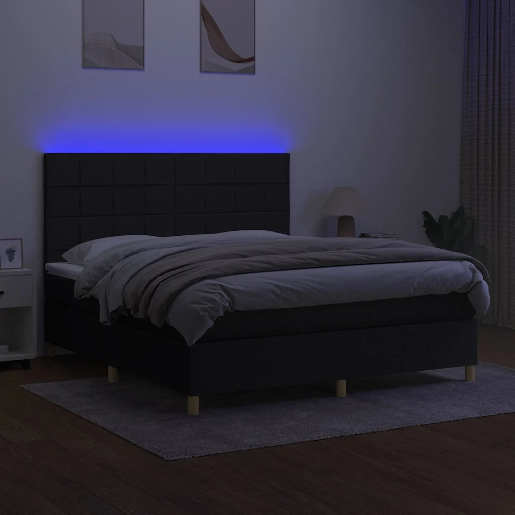 Letto a Molle con Materasso e LED Nero 180x200cm in Tessuto 3135535