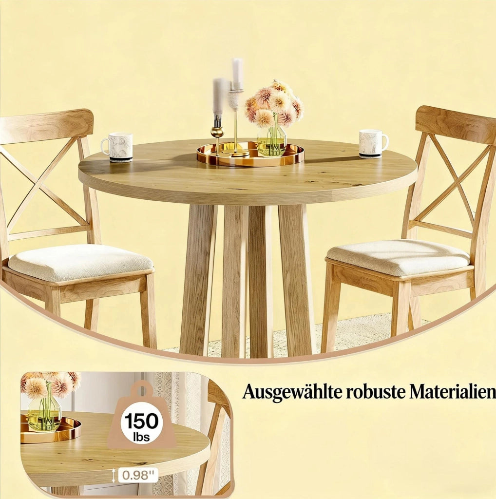 TAVOLO da pranzo rotondo 80 cm in legno marrone