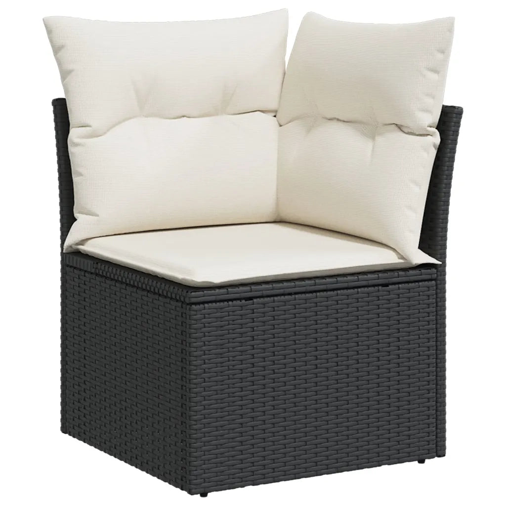 Set Divani da Giardino 9 pz con Cuscini Nero in Polyrattan 3217916