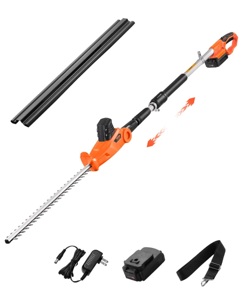 Tagliasiepi Telescopico a Batteria 20V 2Ah per Rami Alti Estensibile Regolabile 5 Angoli 510 mm per Giardino e Fai da Te