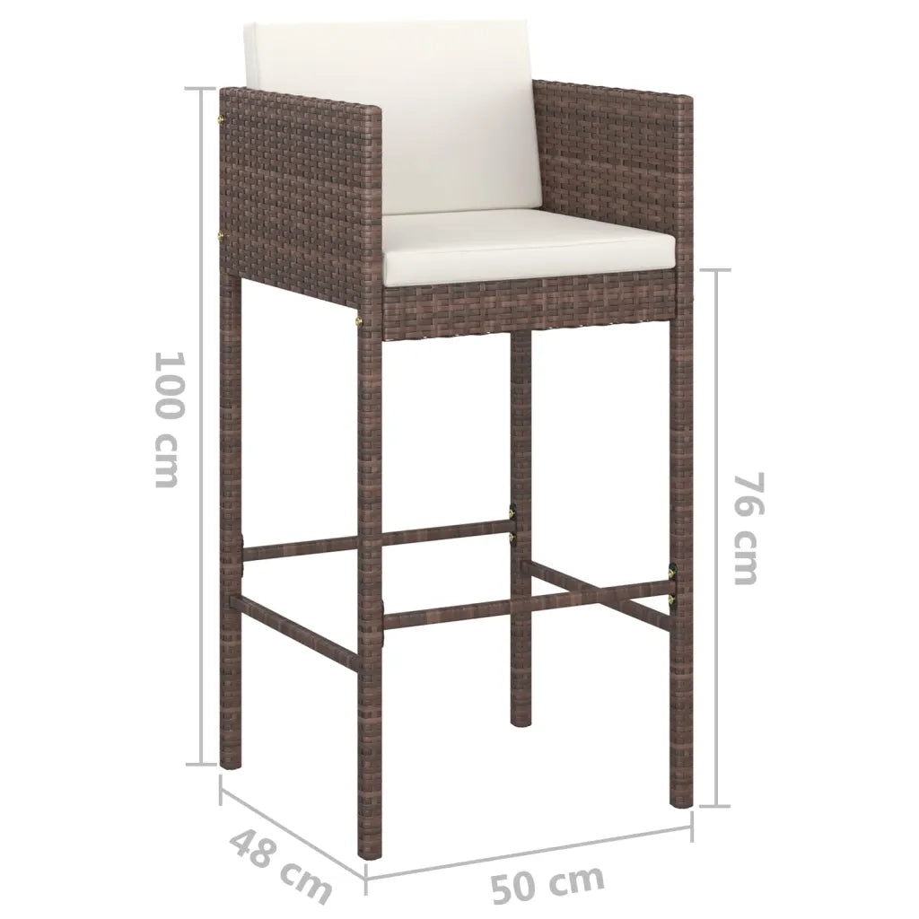 Set da Bar da Giardino 5 pz con Cuscini in Polyrattan Marrone 3094774