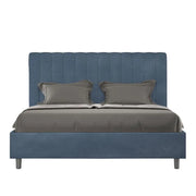Letto matrimoniale senza rete imbottito 160x190 microfibra blu Agueda