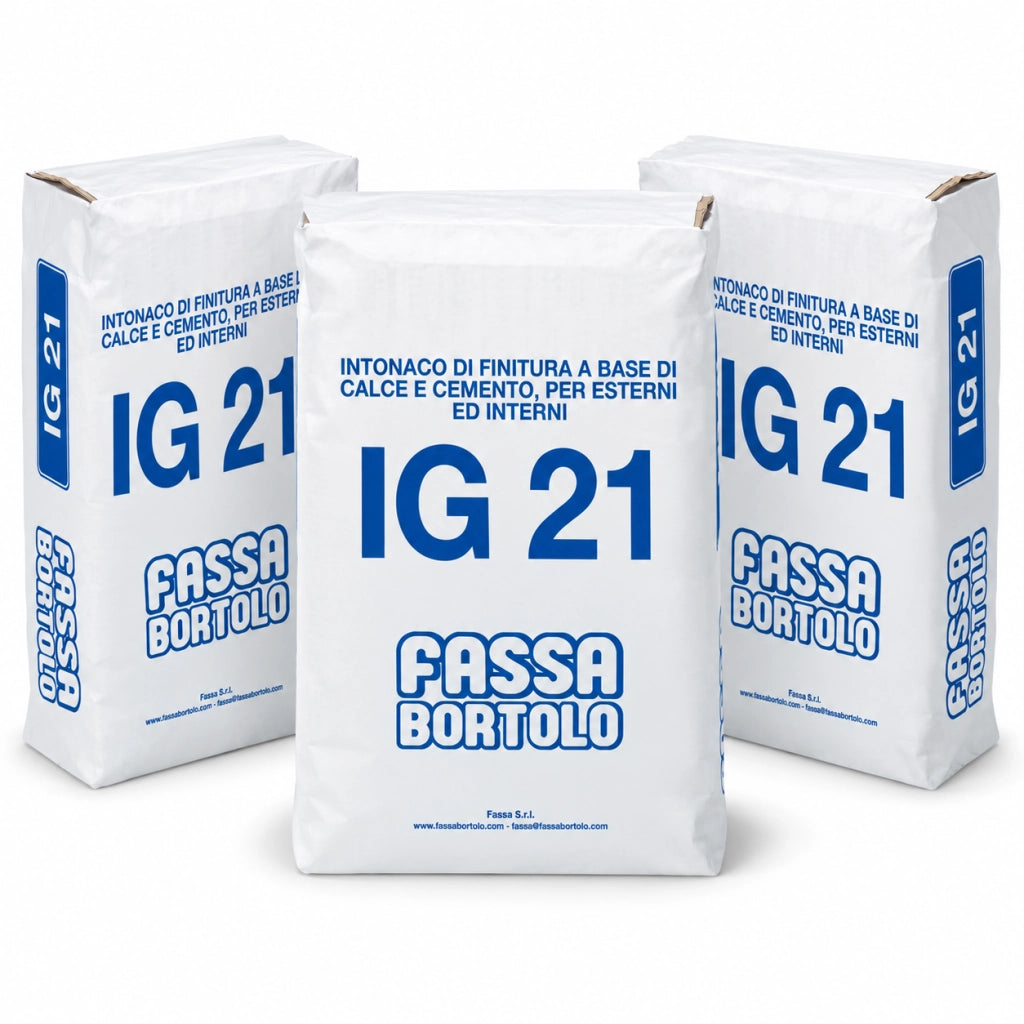 Fassa bortolo ig 21 bianco intonaco di finitura interni esterni 3 sacchi da 25 kg