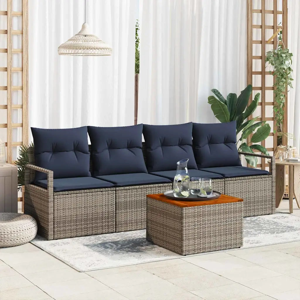 Set Divano da Giardino con cuscino 5 pcs Grigio polyrattan 3347640