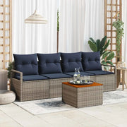 Set Divano da Giardino con cuscino 5 pcs Grigio polyrattan 3347640