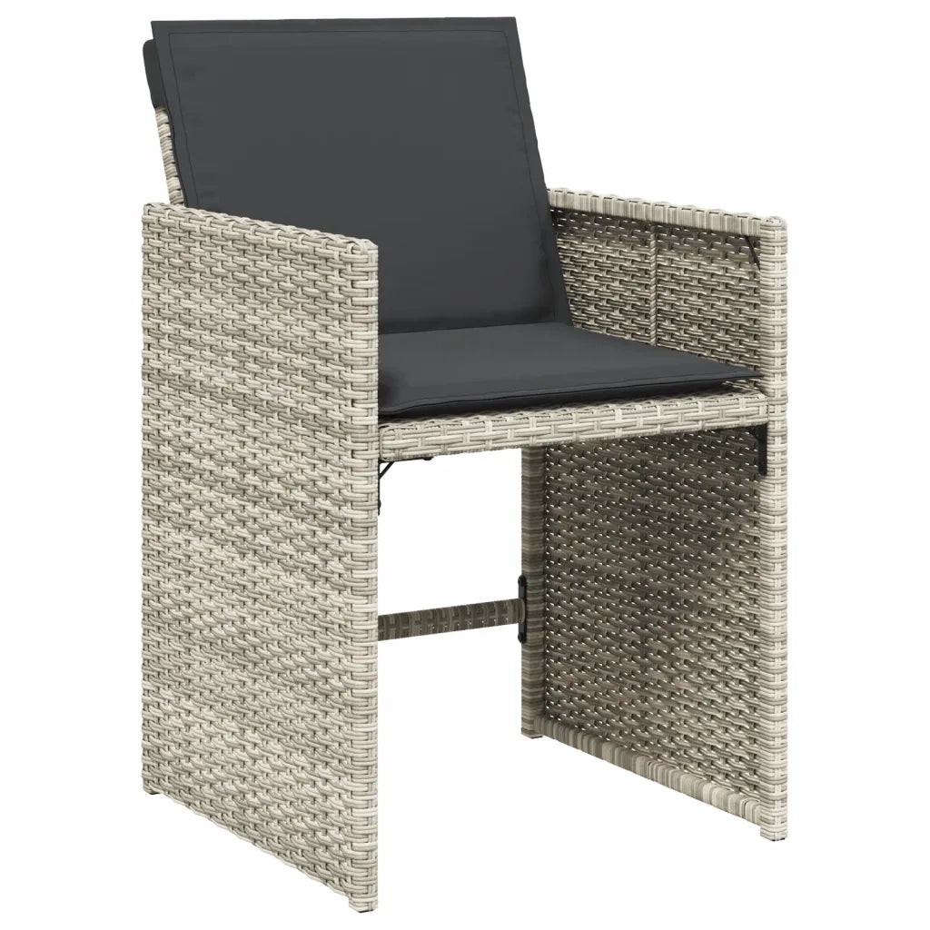 Set da Pranzo da Giardino 7 pz Cuscini Polyrattan Grigio Chiaro 3277858
