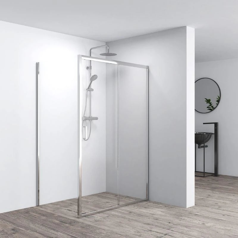 Porta Scorrevole 118-122x185h 4mm Cromato - Volta