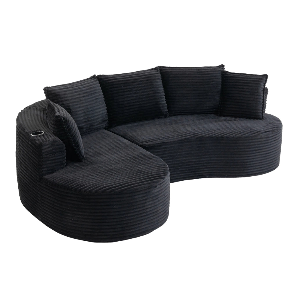 Divano in Velluto a Coste con Cuscini e Contenitore ¨C MINIMAL ¨C Morbido, Grigio