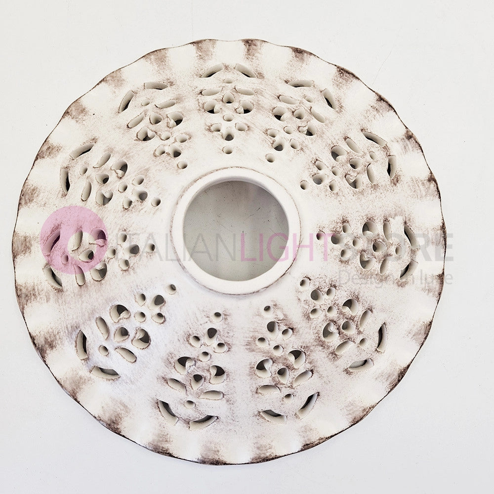 MERLETTO MATT Applique con Base Obliqua e Paralume Ceramica Anticata Ø30