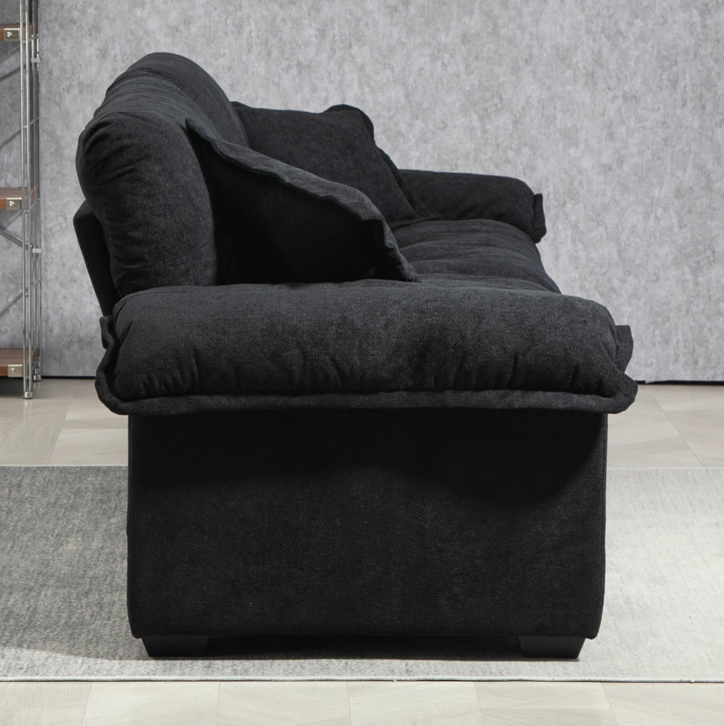 Divano 2 posti in Chenille 213x89 cm con cuscini doppio strato (Memory Foam e molle insacchettate) per soggiorni e uffici