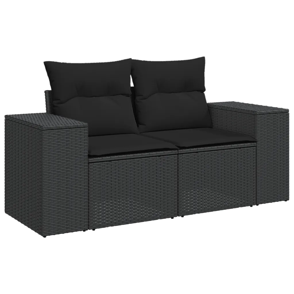 Set Divani da Giardino 5 pz con Cuscini in Polyrattan Nero 3222474