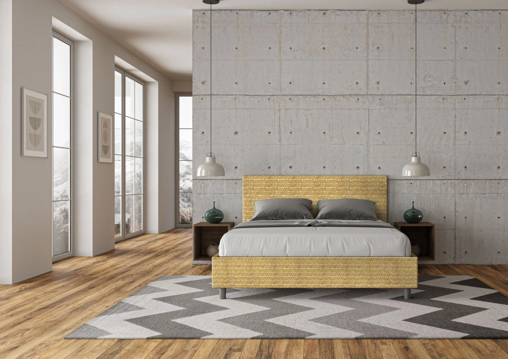 Letto Matrimoniale 160x200 cm con Rete e Contenitore Adele Aragona 3 Giallo