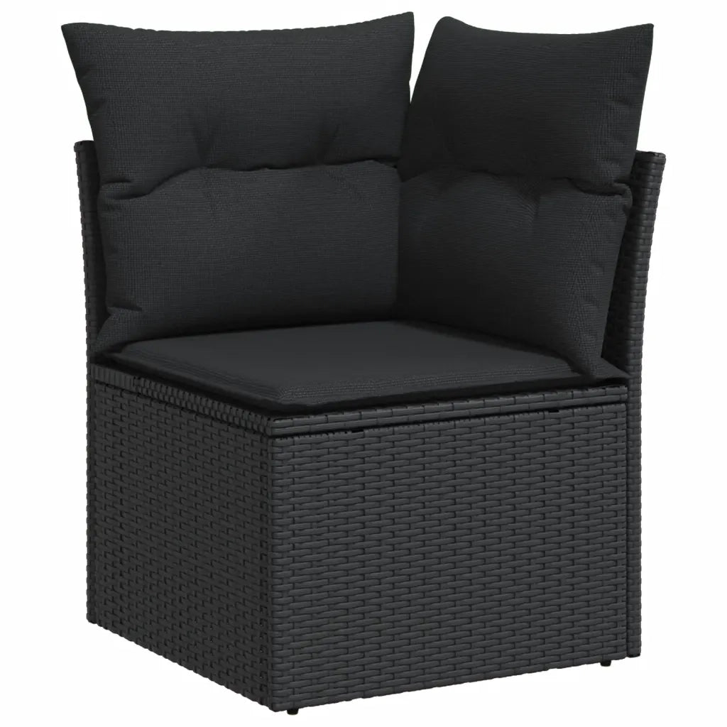 Set Divani da Giardino 9 pz con Cuscini Nero in Polyrattan 3222354