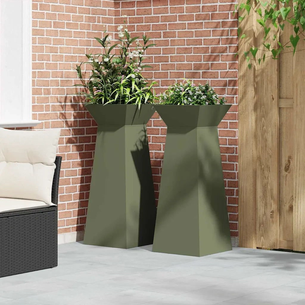 Vaso a Pilastro 2 pcs Oliva 40 x 40 x 100 cm