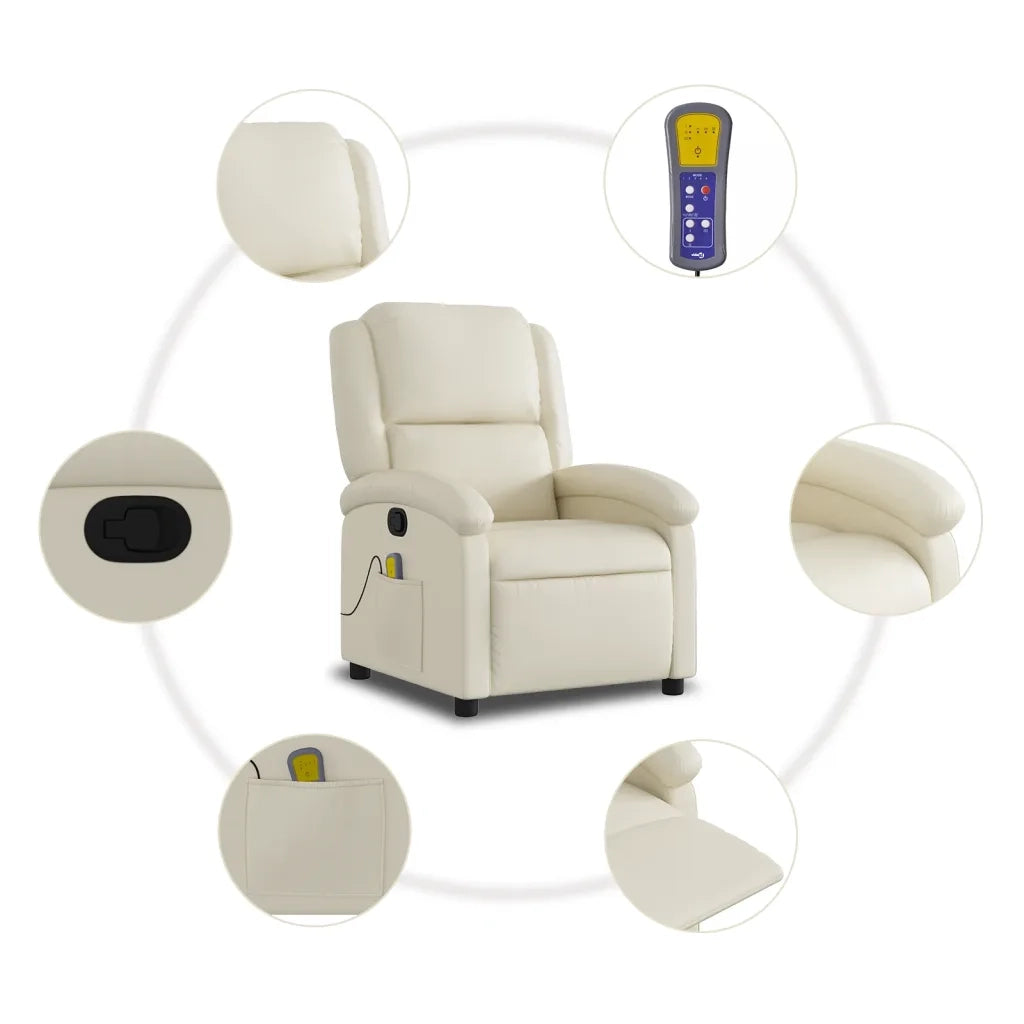 Poltrona da Massaggiante Reclinabile Crema Similpelle 371783