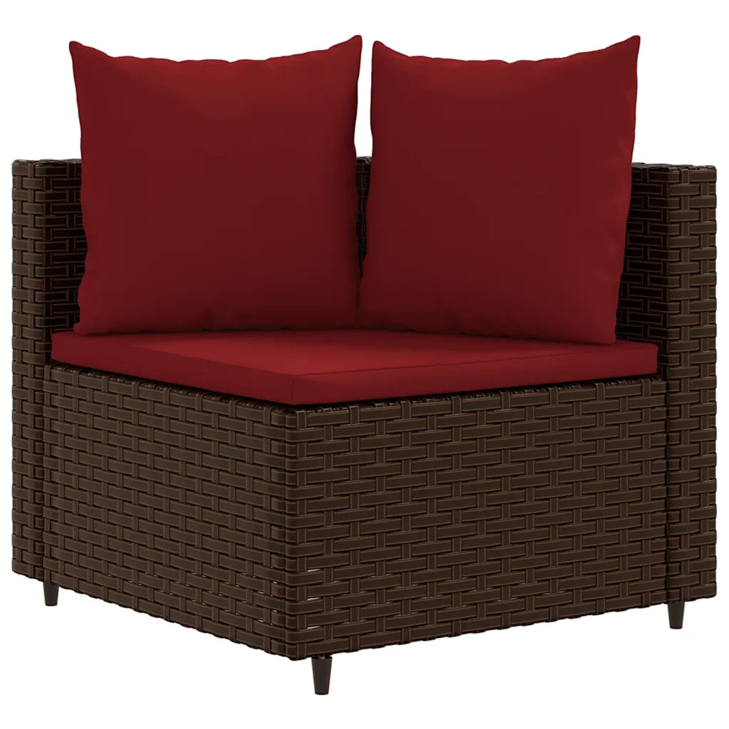 Set Divani da Giardino 10pz con Cuscini in Polyrattan Marrone 3308405