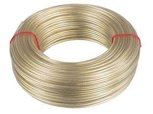 CAVETTO ACCIAIO OTTONATO RIVESTITO IN PVC TRASPARENTE- - ø mm.6 in rotoli da mt.100 - 100 mt