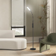 Lampada da Terra LED Dimmerabile con Telecomando e Controllo Touch, Collo d'Oca Regolabile a 360°, Timer 1 Ora, Funzione Memory, Nero