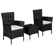 Set da Bistrot 3 pz in Polyrattan Nero 44094