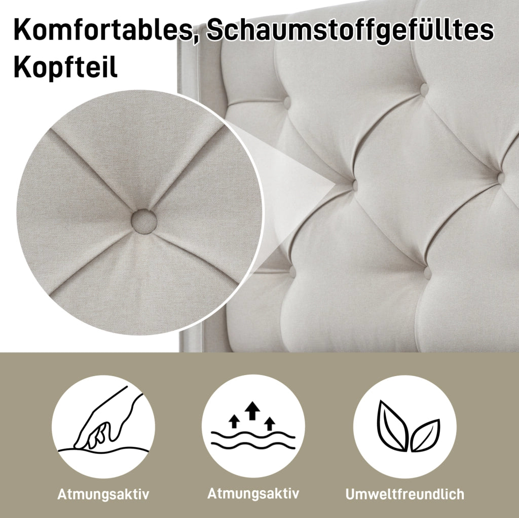 Letto singolo imbottito 90x200 cm con contenitore e rete sollevabile, grigio chiaro