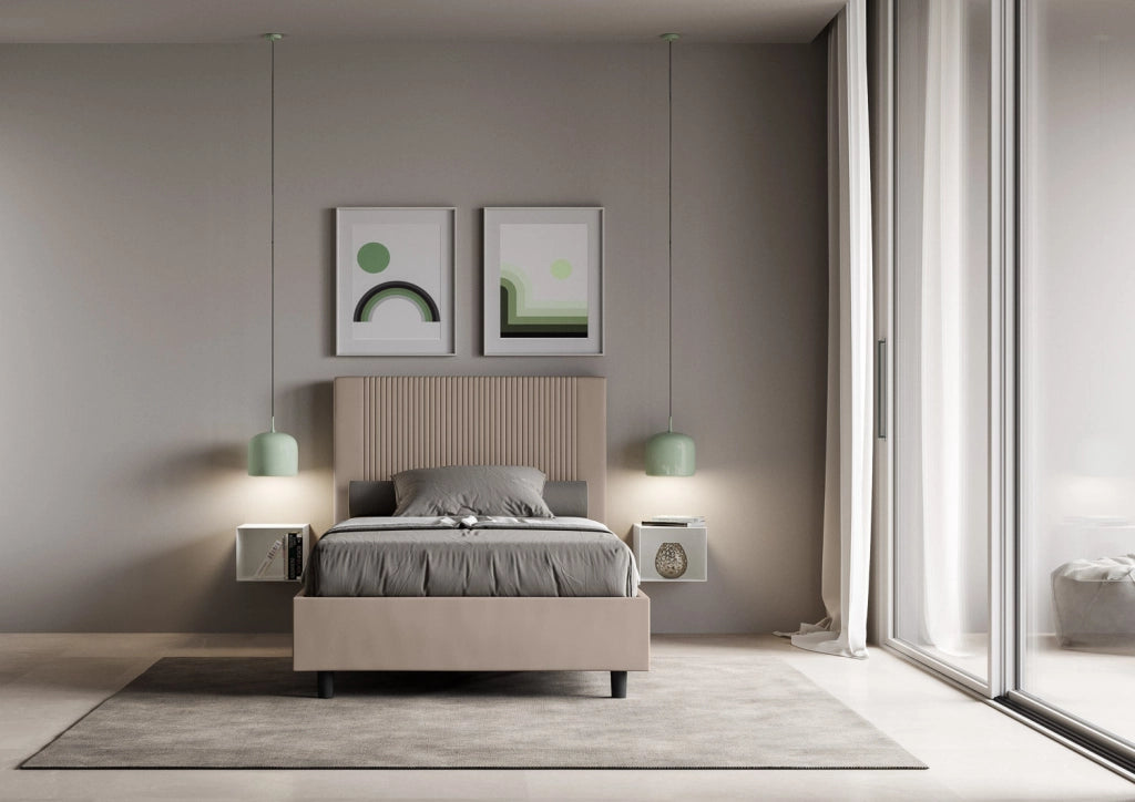 Letto 1 Piazza e Mezzo 130x210 cm con Rete Goya Tortora