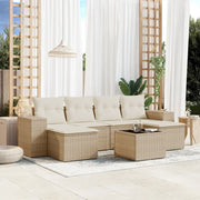 Set Divani da Giardino 7 pz con Cuscini Beige in Polyrattan 3255265