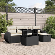 Set Divano da Giardino 6 pz con Cuscini Nero in Polyrattan 3275126