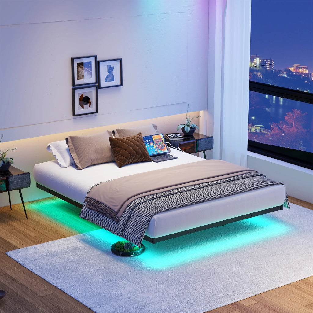 letto a sospensione metallo nero 140 x 200 cm