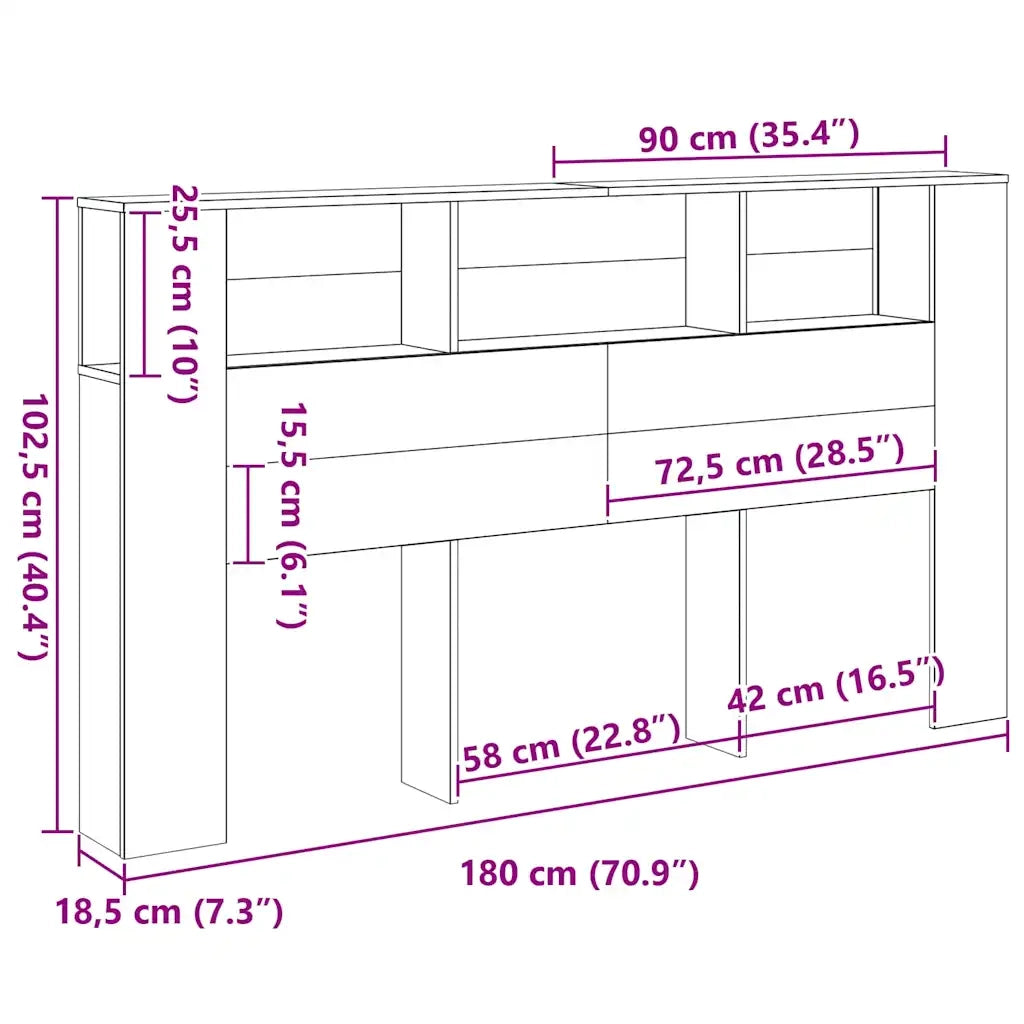 Testata del letto Rovere Nero Legno ingegnerizzato 862089