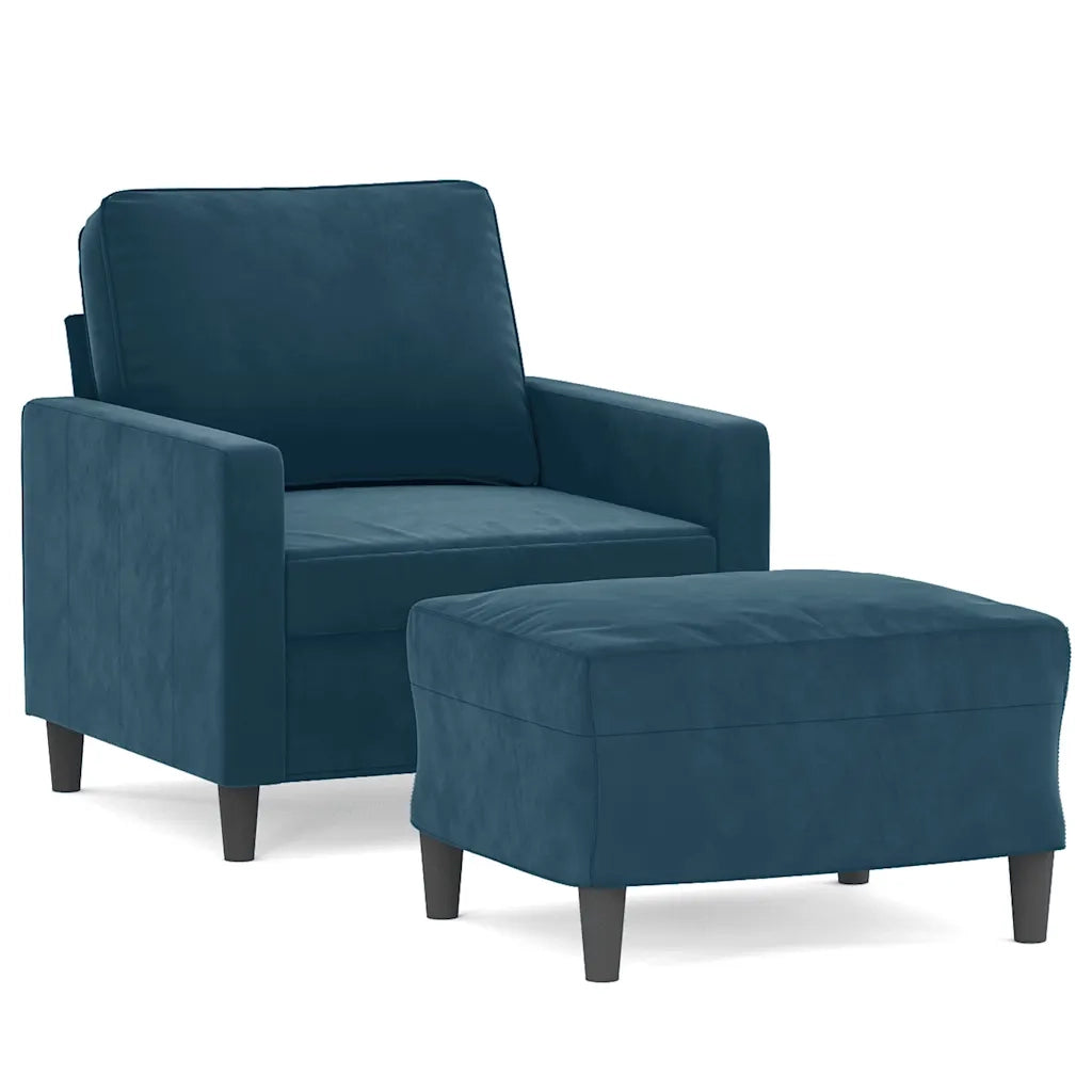 Poltrona con Poggiapiedi Blu 60 cm in Velluto 3201054