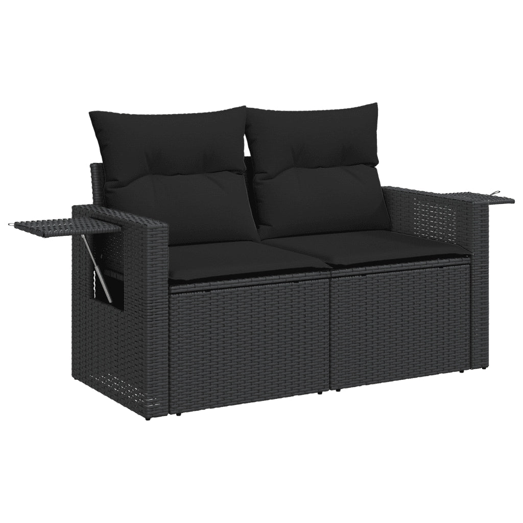 Set Divani da Giardino 5 pz con Cuscini in Polyrattan Nero 3252462