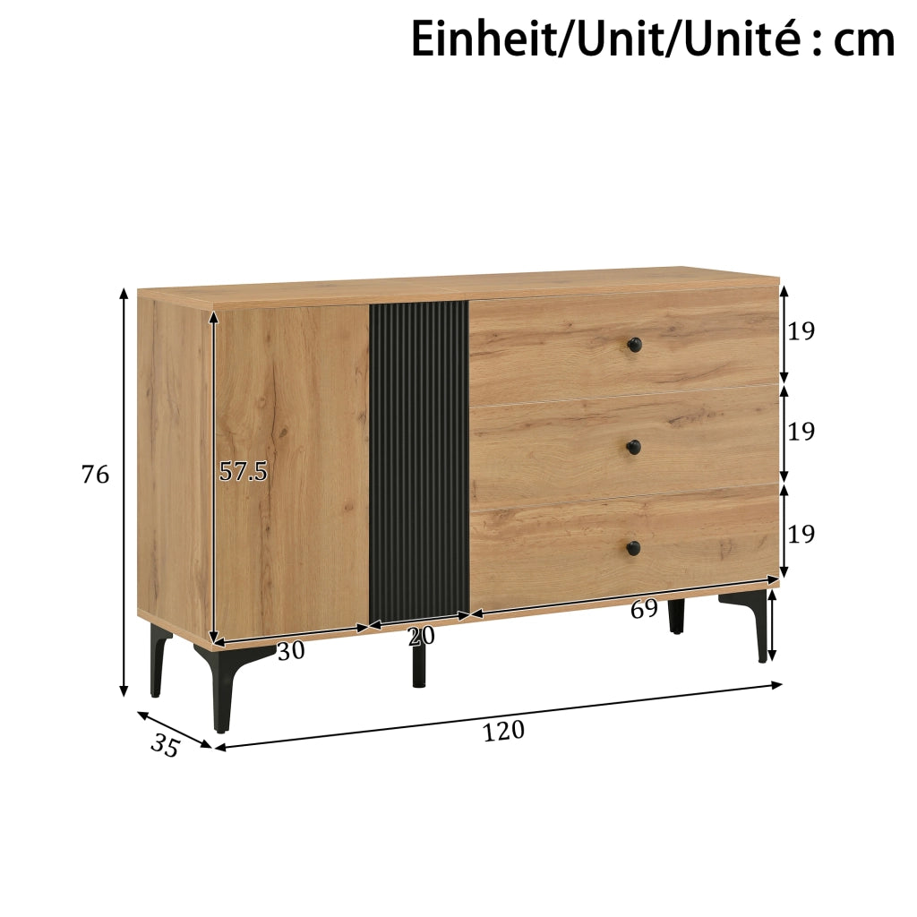 Credenza Moderna ¨C Xylo ¨C Legno, 120x35x76 cm
