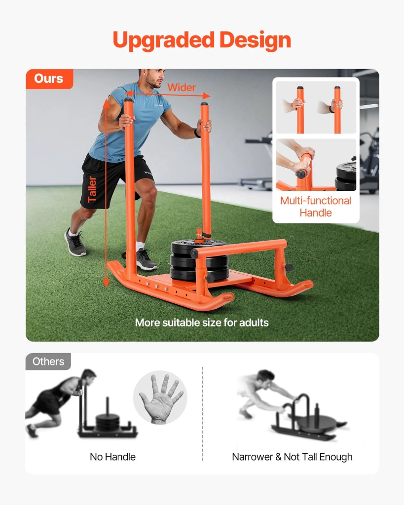 Slitta con Pesi Q174 in Acciaio Arancione 1030 x 660 x 1040 mm, Attrezzatura Fitness per Allenamento di Forza per Dischi 25 e 51 mm