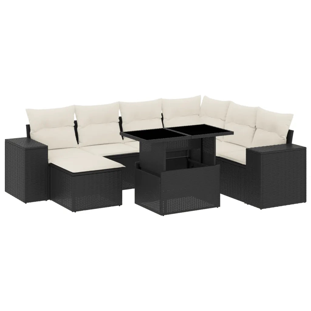 Set Divani da Giardino con Cuscini 8 pz Nero in Polyrattan 3269326