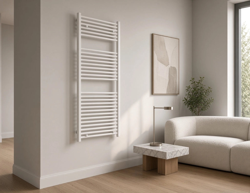 Scaldasalviette termoarredo 120x50 cm (int.45) bianco da bagno tubi dritti MICHALI