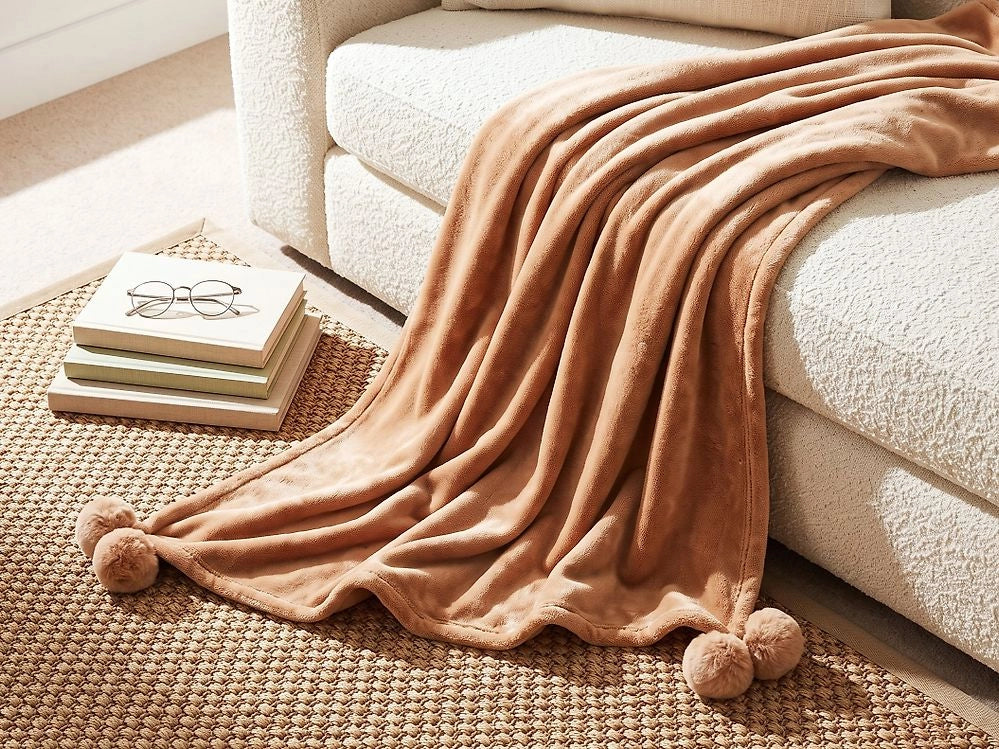 Coperta Marrone Copriletto 200 x 220 con nappe Morbido copriletto plaid