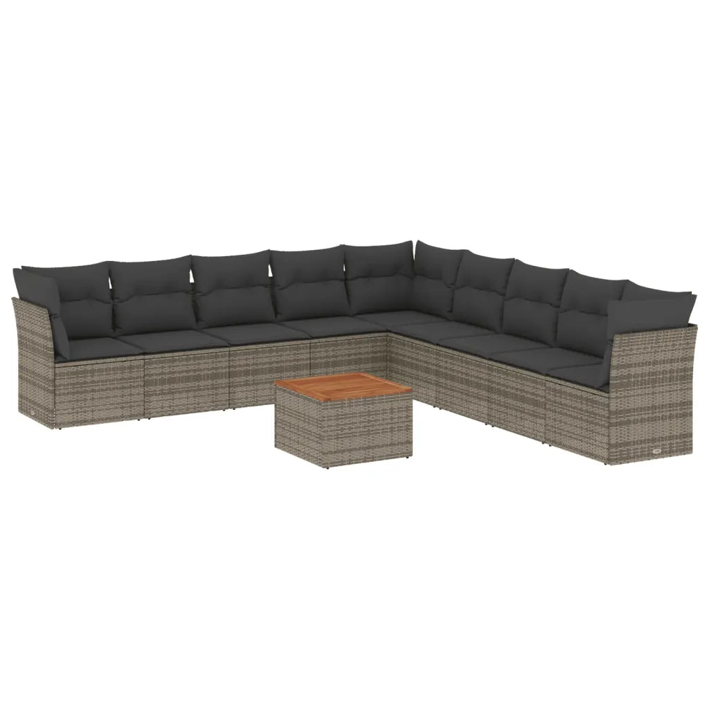 Set Divano da Giardino 10 pz con Cuscini Grigio in Polyrattan 3256025