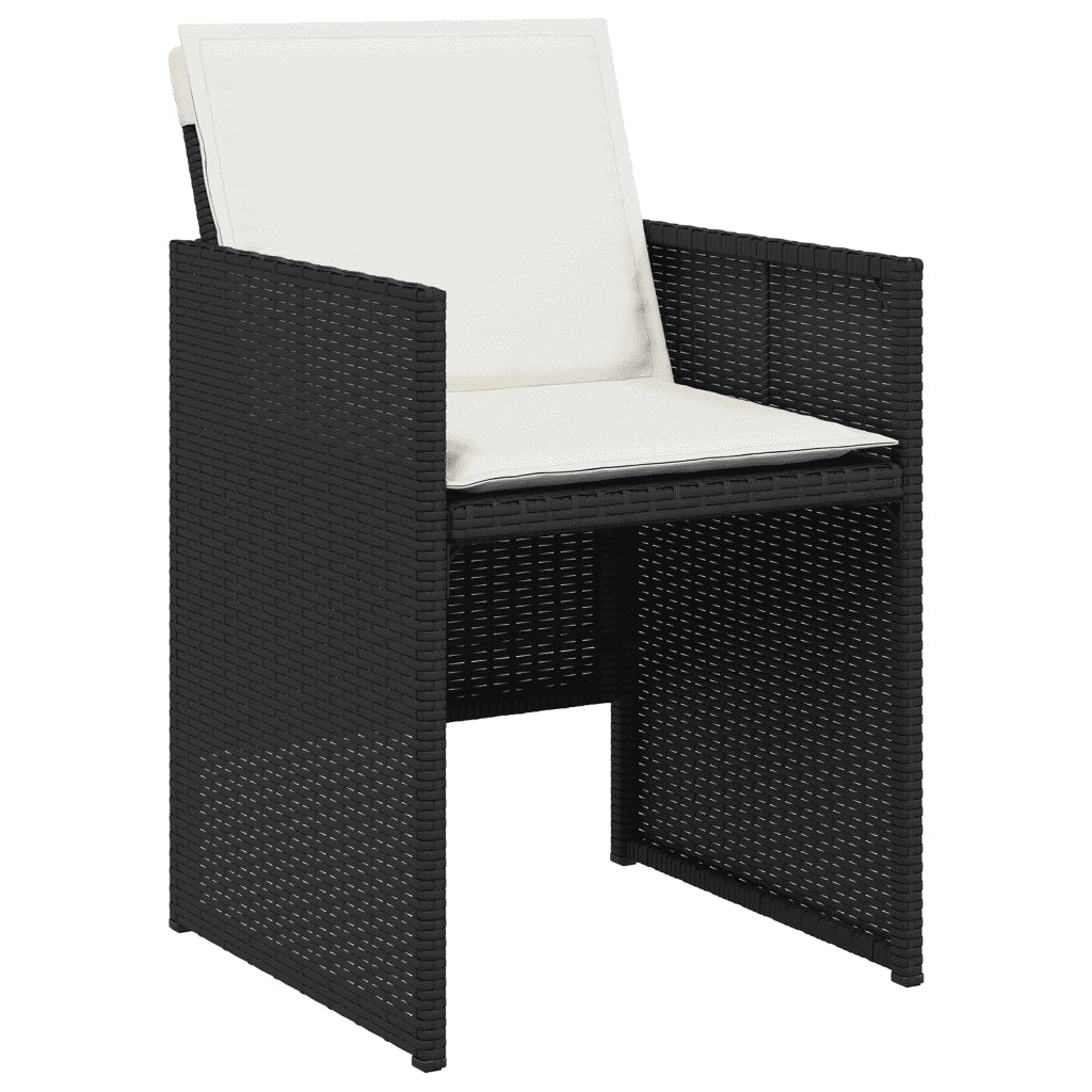 Set da Pranzo da Giardino 9 pz con Cuscini Nero in Polyrattan 3210558