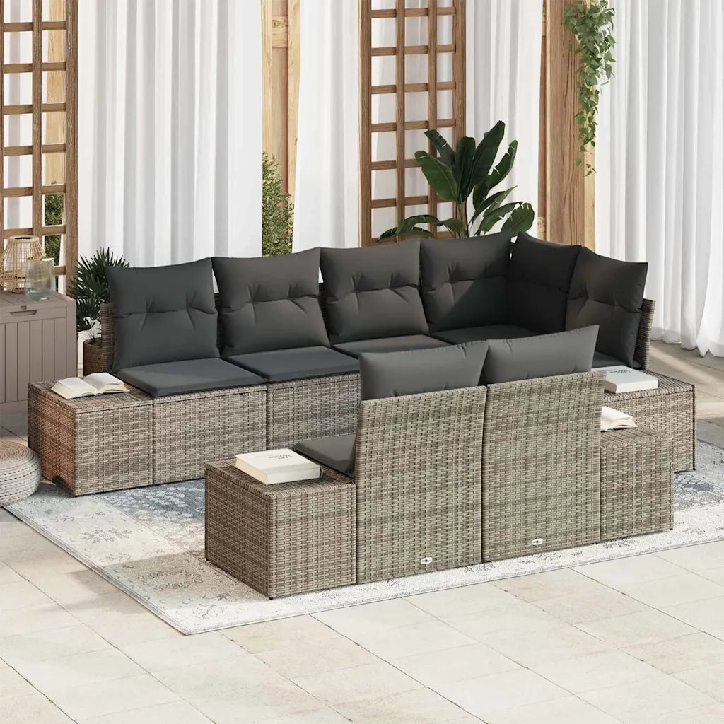 Set Divano da Giardino 7 pcs Grigio polyrattan 3355768