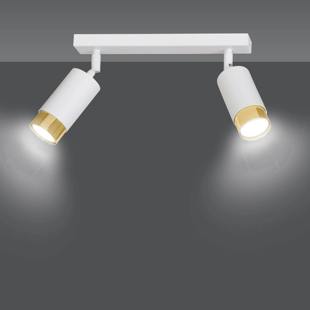 Plafoniera Emibig HIRO 2 luci GU10 bianco oro orientabile