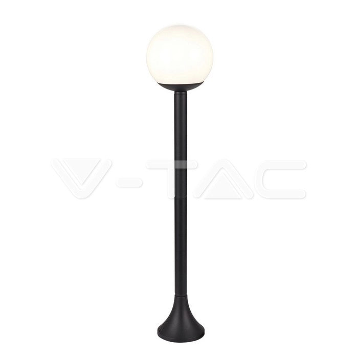 Lampione Lampada da terra V-TAC 1xE27 Sfera in plastica opalina nera opaca