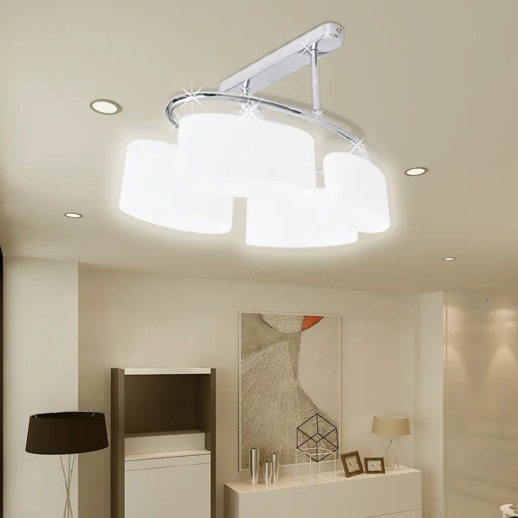 Lampada da Soffitto Ellissoidale Vetro Paralume 4 Lampadine E14 240988