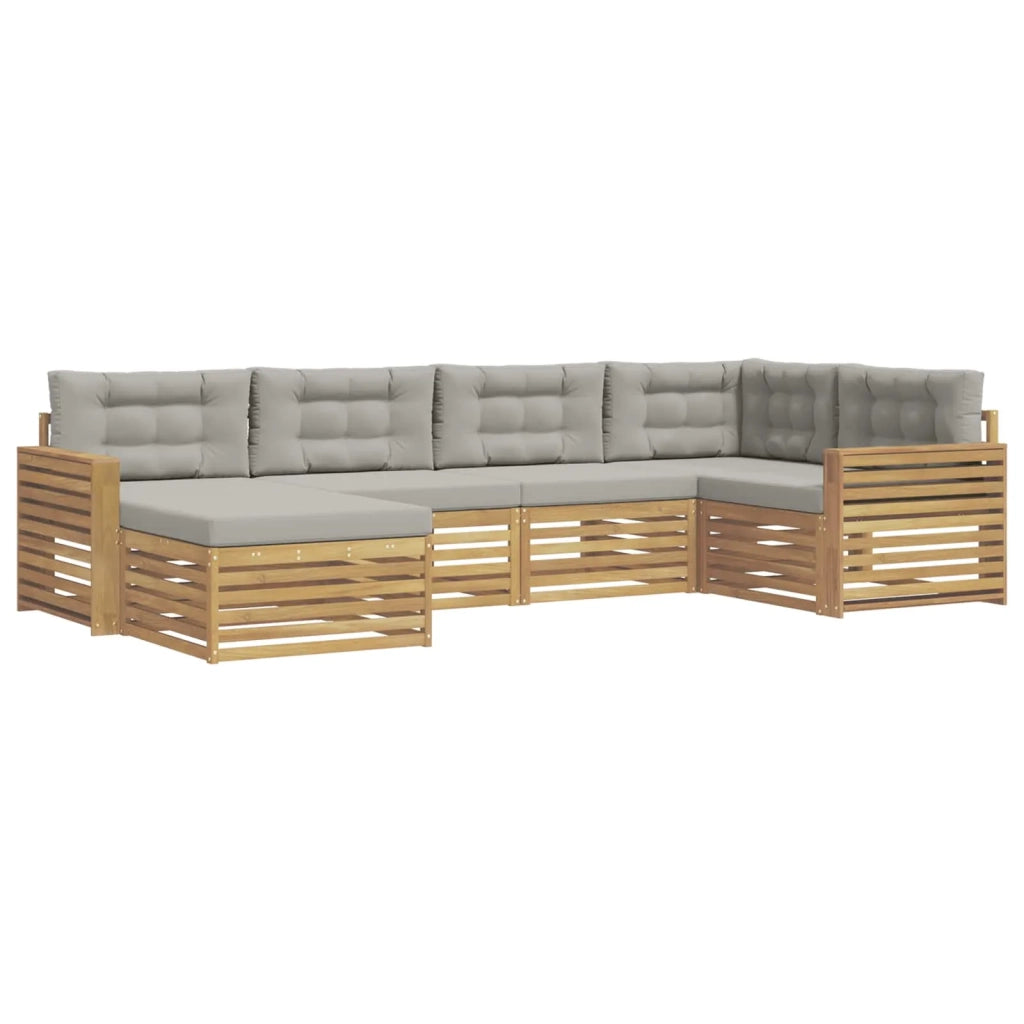 Set di divani da esterno 6 pz Bianco e Grigio Chiaro Poliestere 3390771